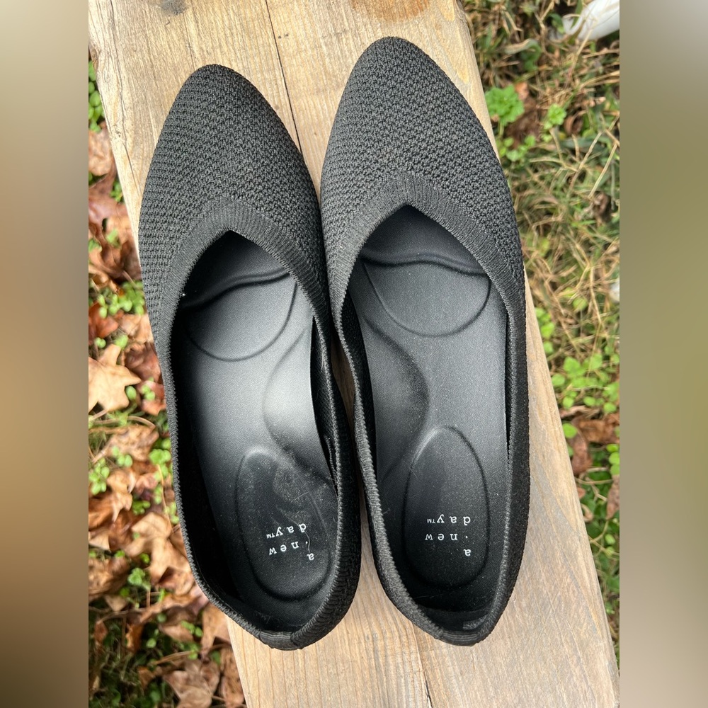 a new day Black Textured Flats